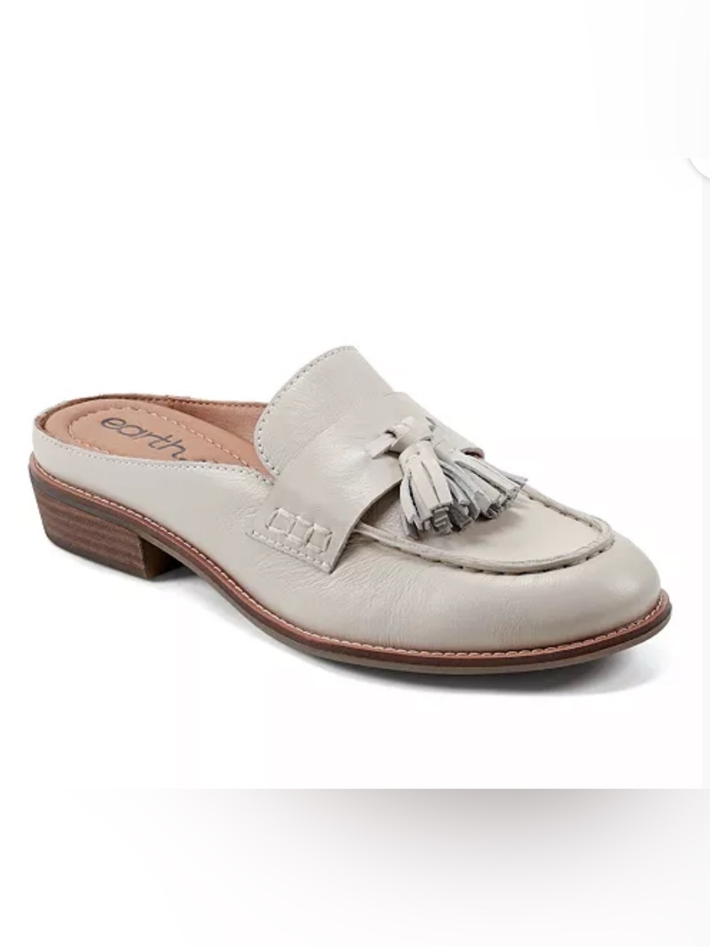 Earth Womens Everett Leather Loafer Slide Mules In Ivory Women’s Size 8N $119